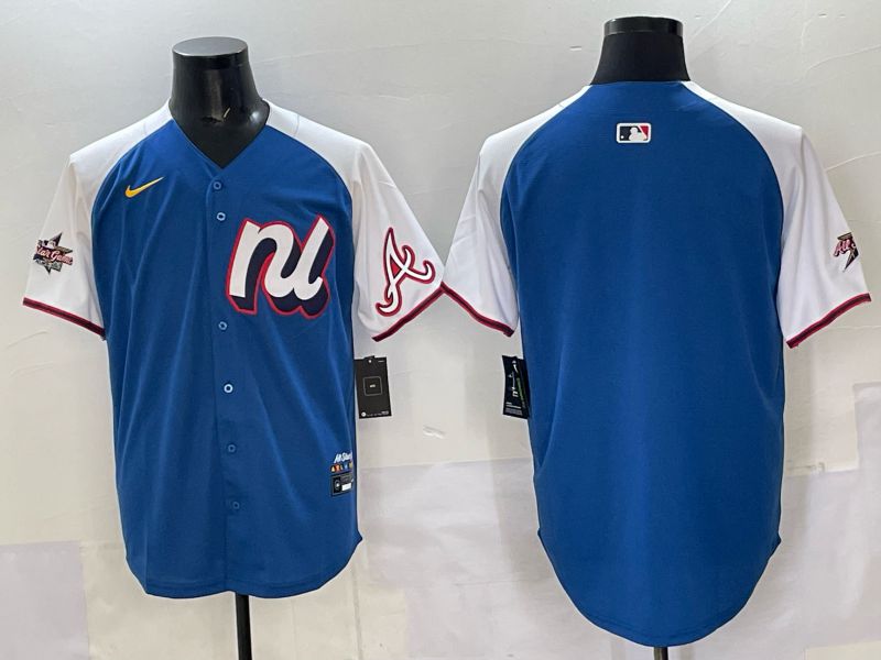 Men Atlanta Braves Blank Blue white All star 2025 Nike MLB Jersey style 01->milwaukee brewers->MLB Jersey